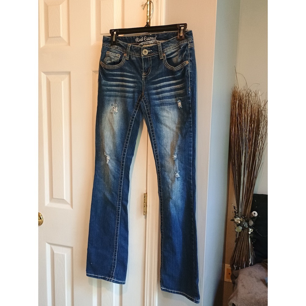 Red Camel Premium Denim Jeans Womens Size 5 Distressed Blue‎ Jeans - Picture 3 of 13